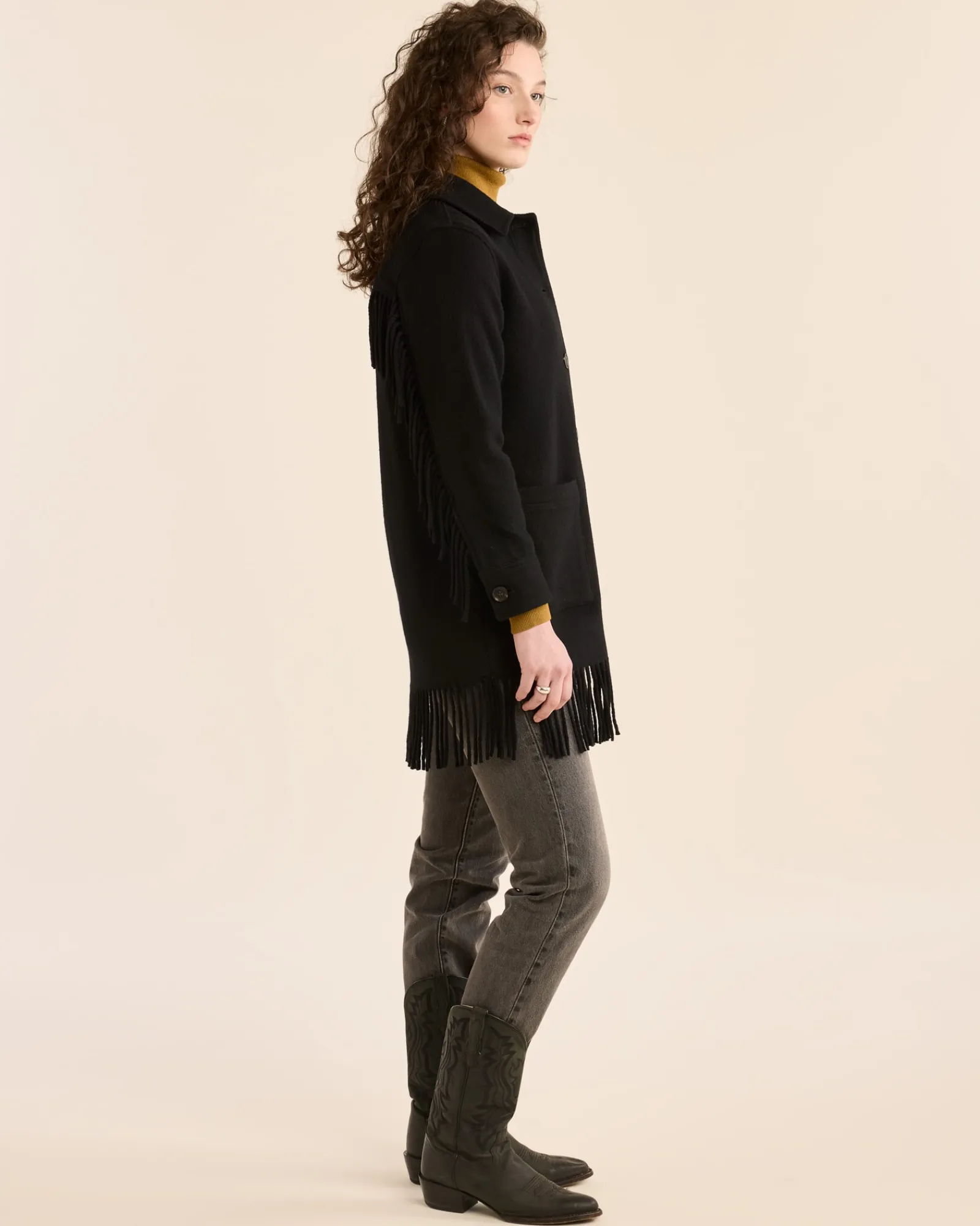 Pendleton WOMEN'S JOLENE WOOL FRINGED JACKET BLACK Best