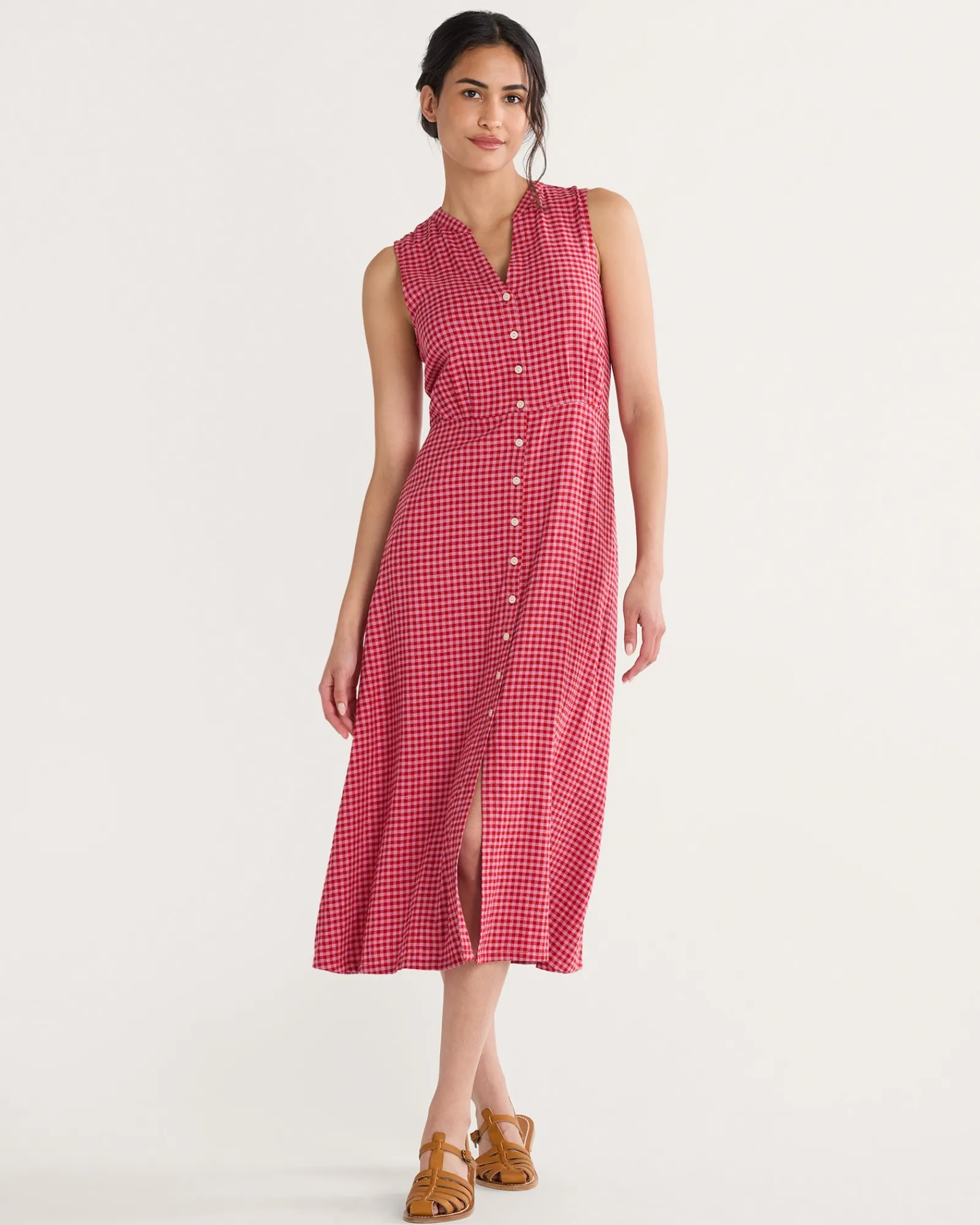 Pendleton WOMEN'S LANA SLEEVELESS LINEN DRESS PINK CHECK Online