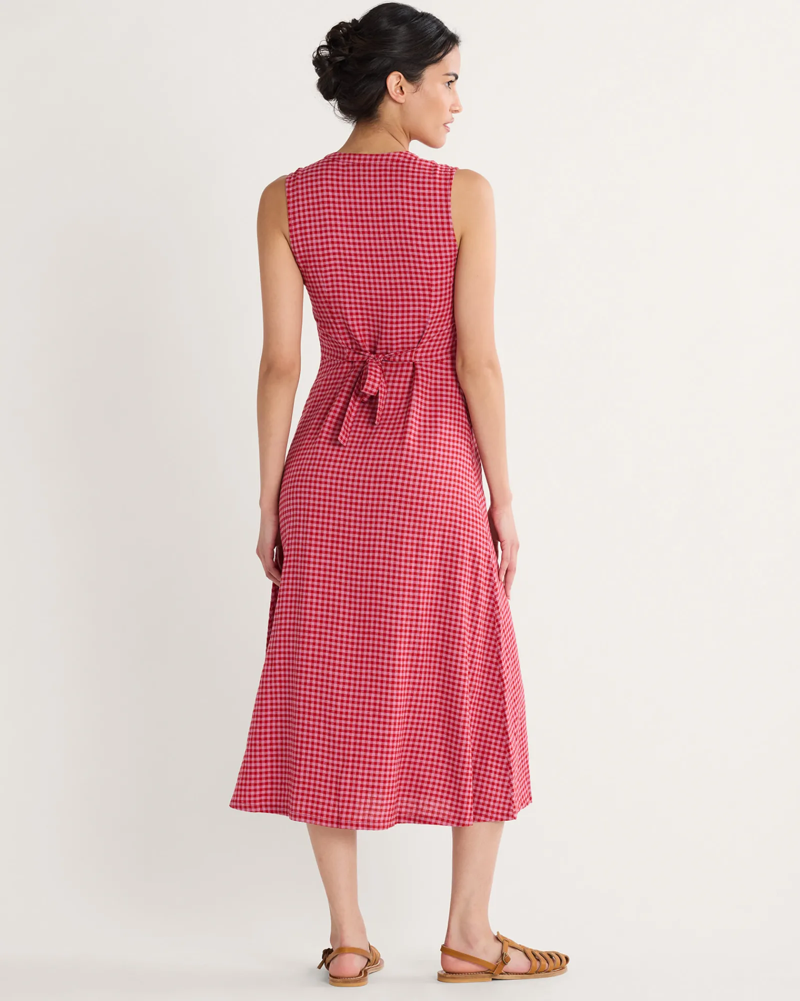 Pendleton WOMEN'S LANA SLEEVELESS LINEN DRESS PINK CHECK Online