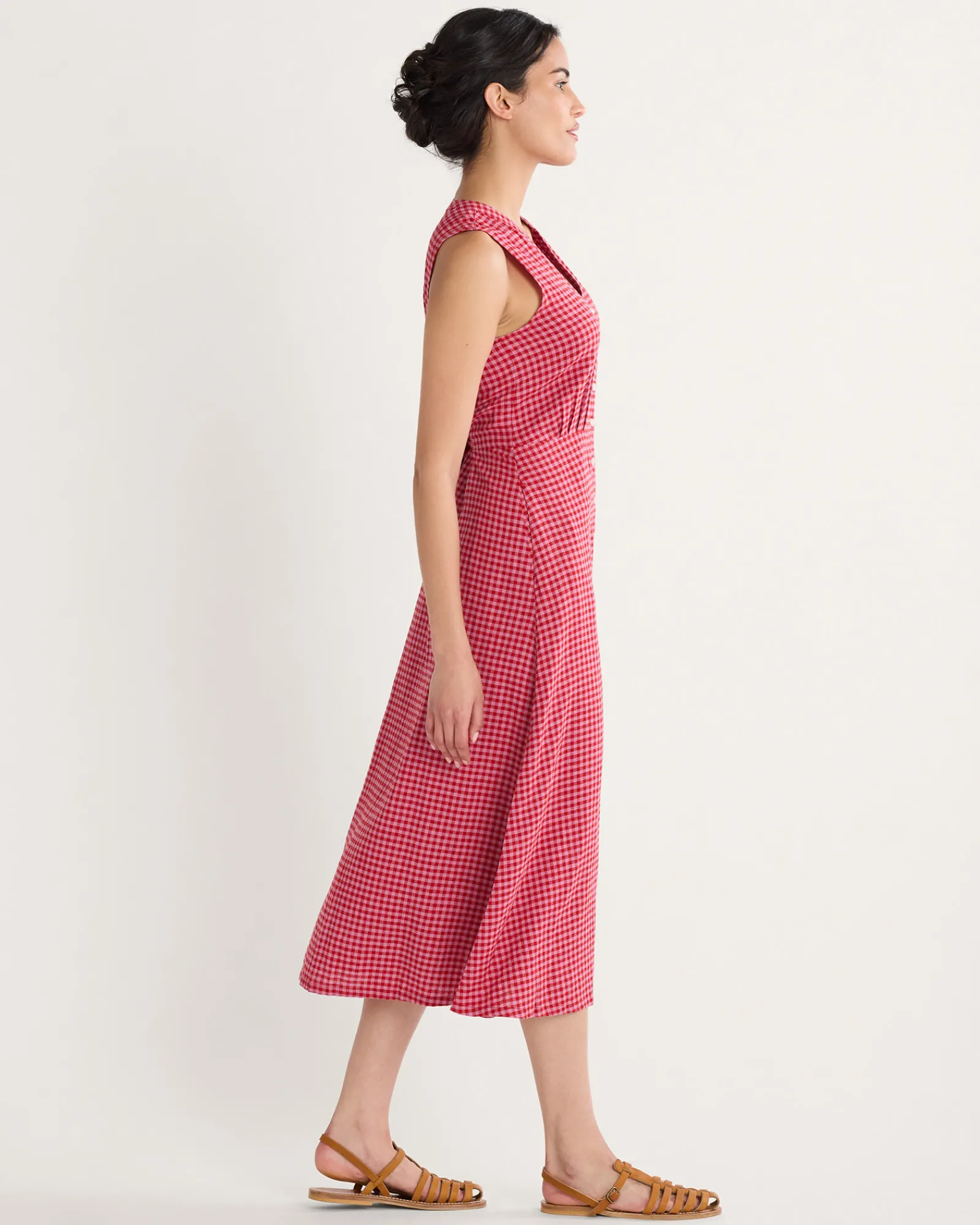 Pendleton WOMEN'S LANA SLEEVELESS LINEN DRESS PINK CHECK Online