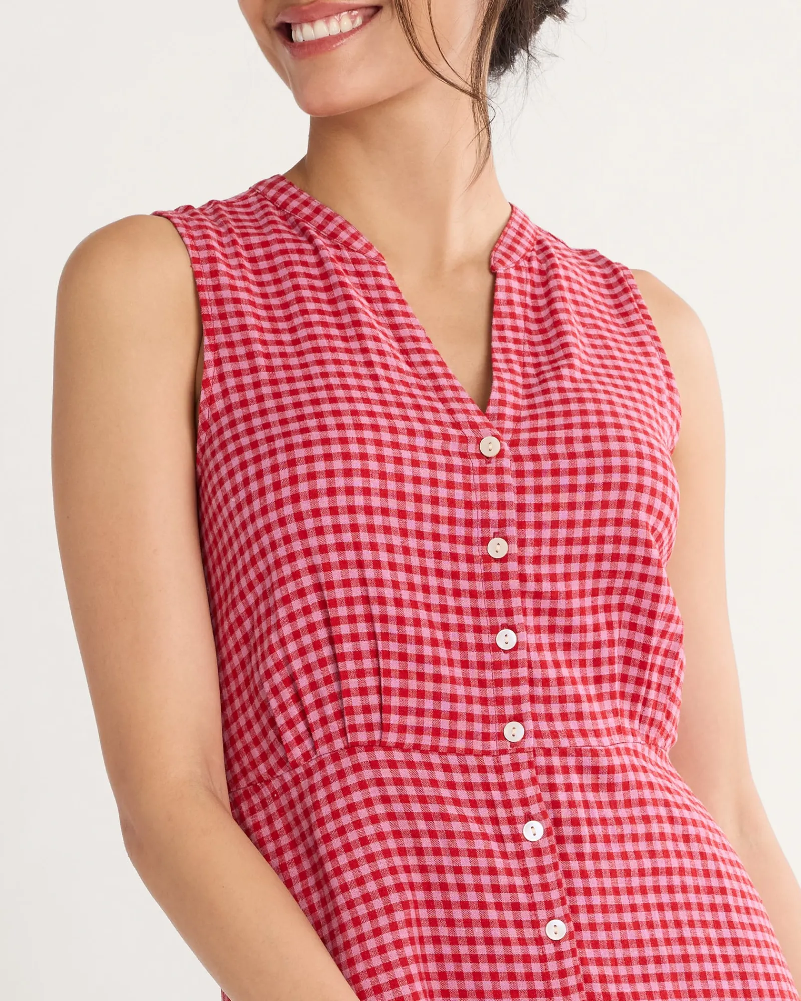 Pendleton WOMEN'S LANA SLEEVELESS LINEN DRESS PINK CHECK Online