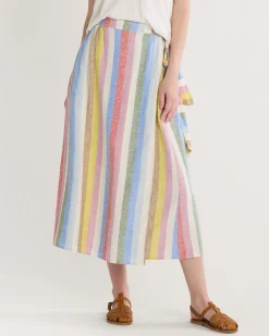 Pendleton WOMEN'S LINEN WRAP SKIRT MULTI STRIPE Best
