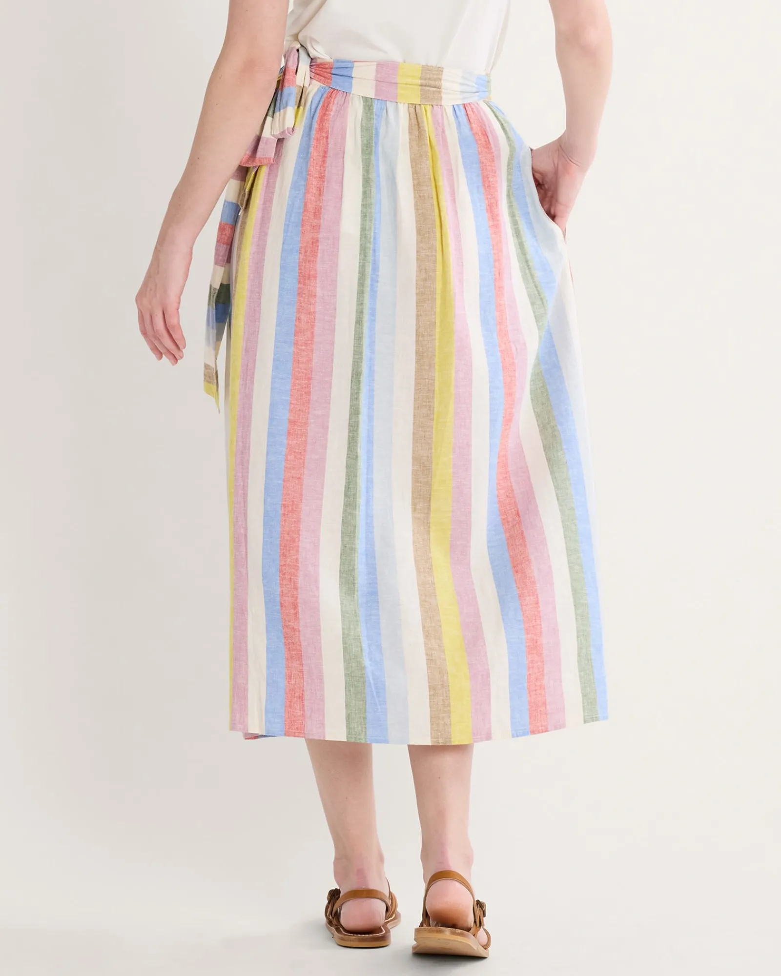 Pendleton WOMEN'S LINEN WRAP SKIRT MULTI STRIPE Best