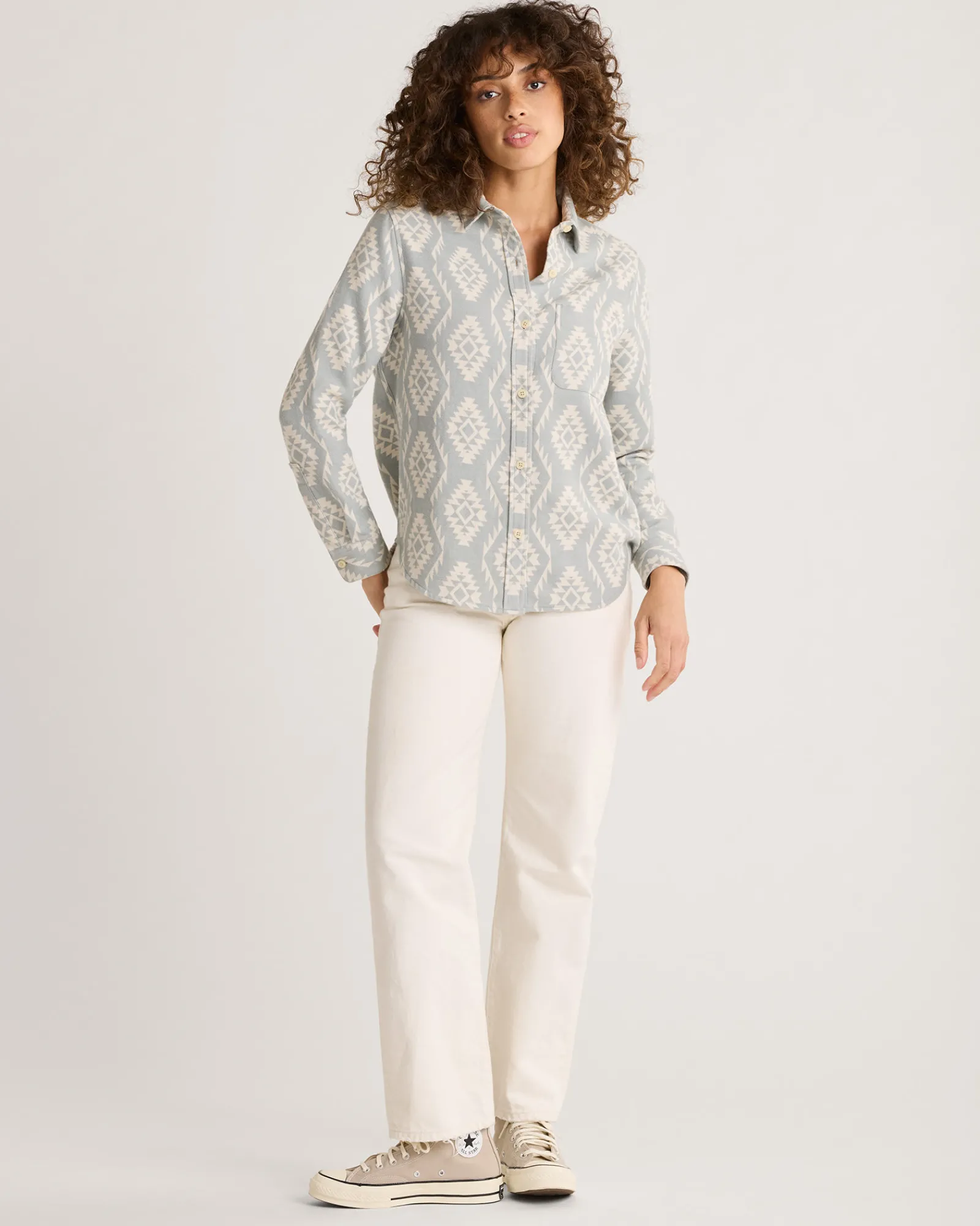 Pendleton WOMEN'S LONG BEACH DOUBLESOFT SHIRT MISTY BLUE Clearance