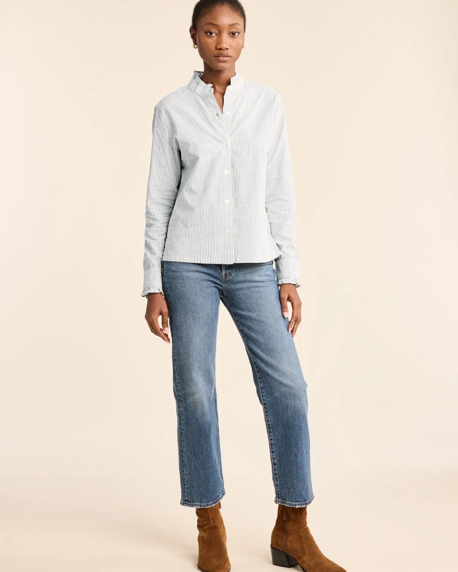 Pendleton WOMEN'S LONG-SLEEVE ELOISE SHIRT VINTAGE INDIGO/WHITE Hot