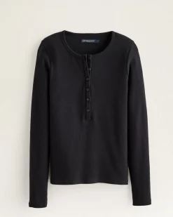 Pendleton WOMEN'S LONG-SLEEVE PIMA COTTON HENLEY BLACK Fashion