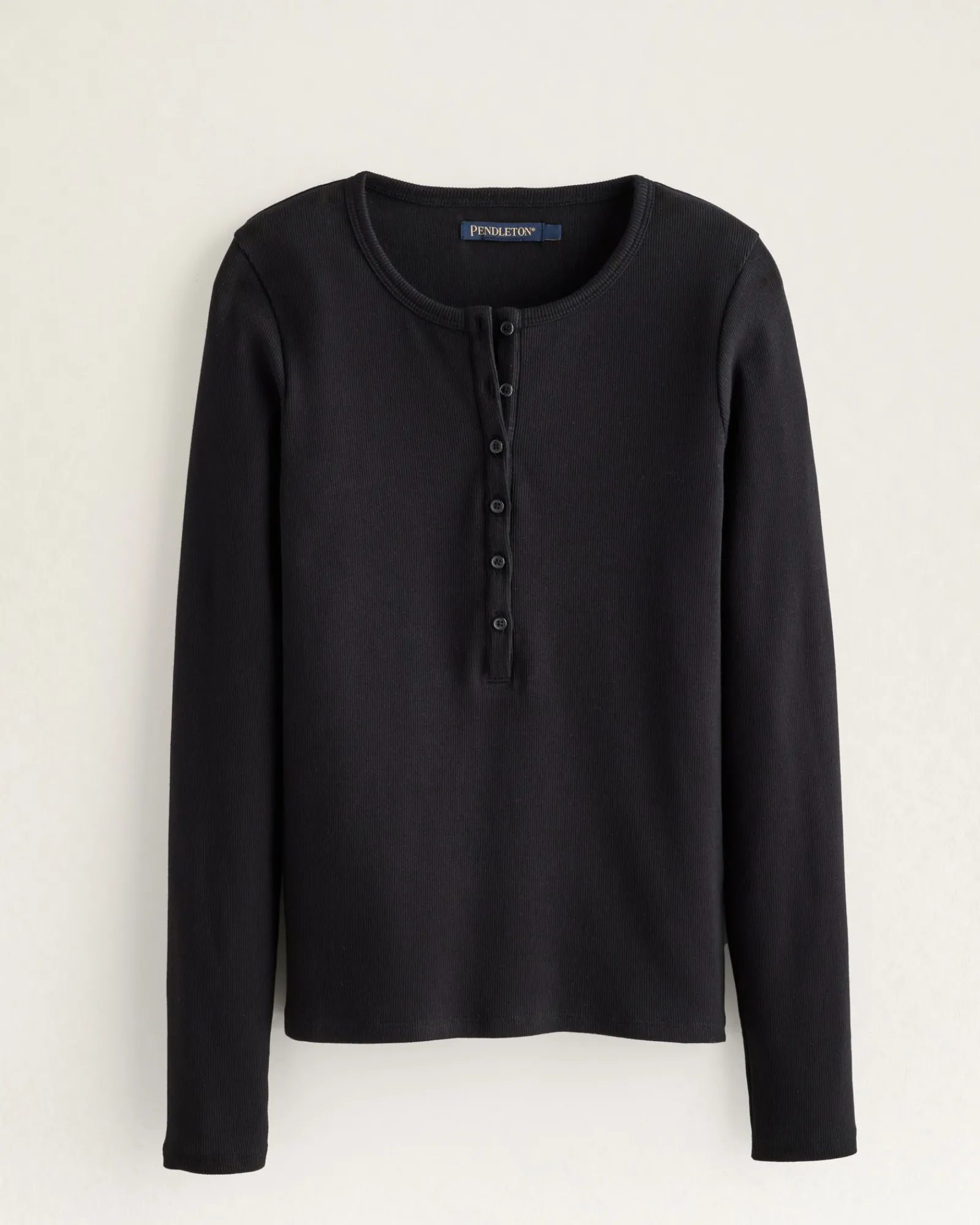 Pendleton WOMEN'S LONG-SLEEVE PIMA COTTON HENLEY BLACK Fashion