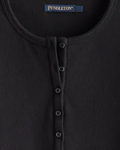 Pendleton WOMEN'S LONG-SLEEVE PIMA COTTON HENLEY BLACK Fashion