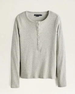 Pendleton WOMEN'S LONG-SLEEVE PIMA COTTON HENLEY HEATHER GREY Outlet