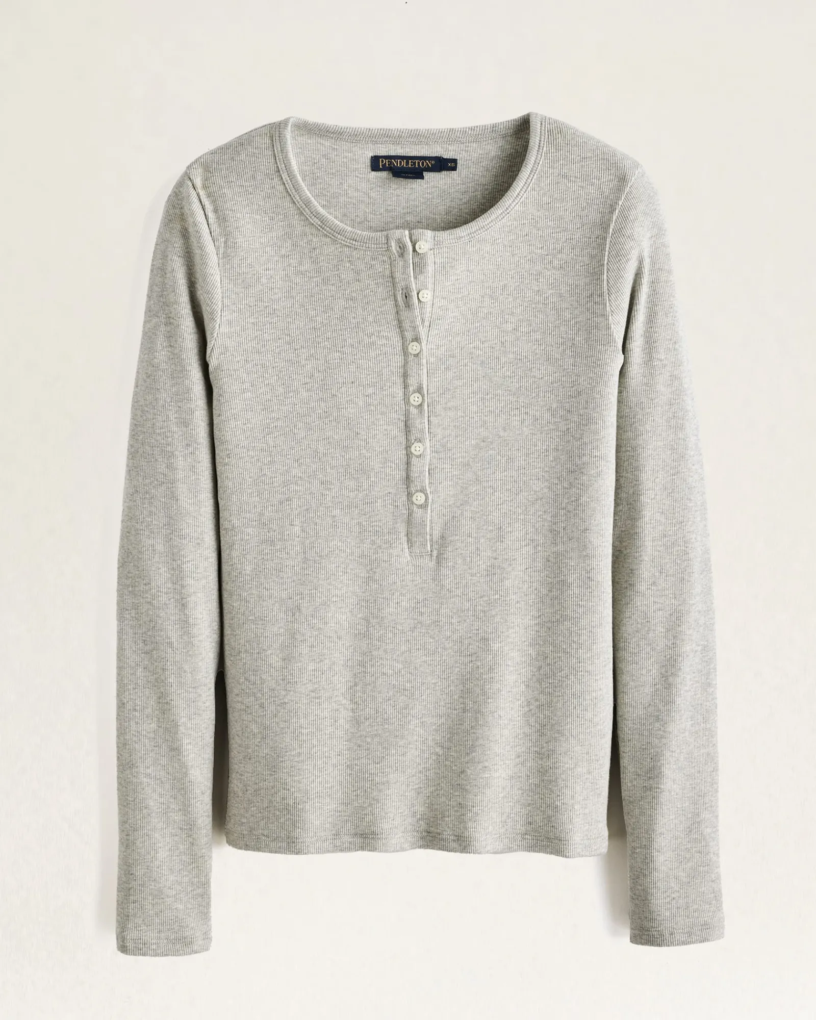 Pendleton WOMEN'S LONG-SLEEVE PIMA COTTON HENLEY HEATHER GREY Outlet