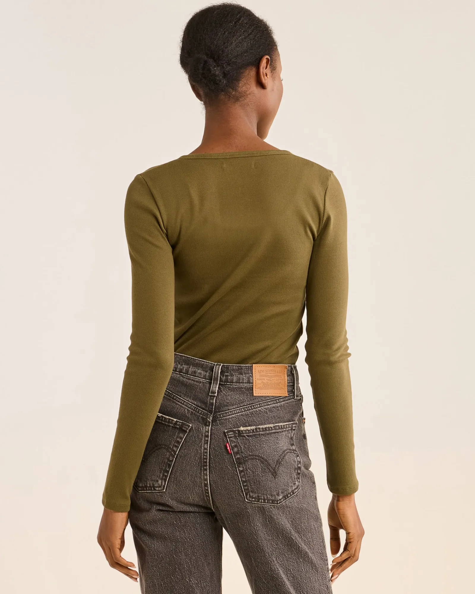 Pendleton WOMEN'S LONG-SLEEVE PIMA COTTON HENLEY DARK OLIVE Fashion