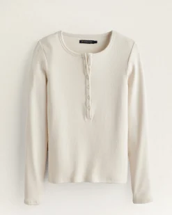 Pendleton WOMEN'S LONG-SLEEVE PIMA COTTON HENLEY ANTIQUE WHITE Hot