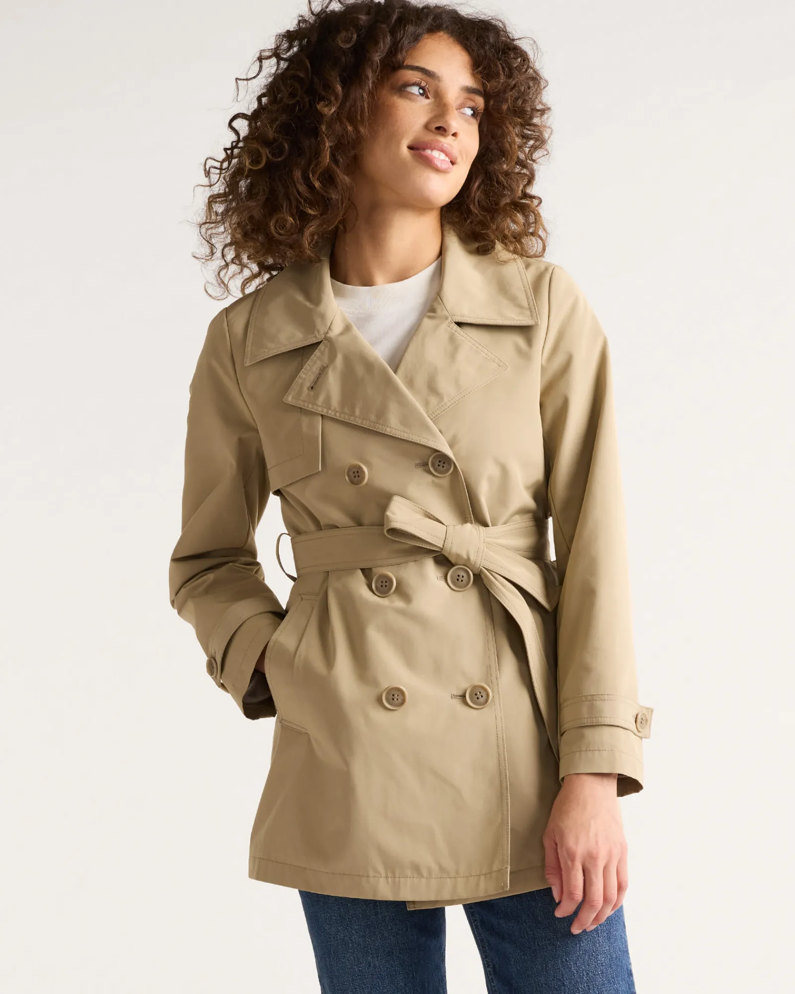 Pendleton WOMEN'S MARLENE CLASSIC SHORT TRENCH COAT LIGHT TAN Fashion