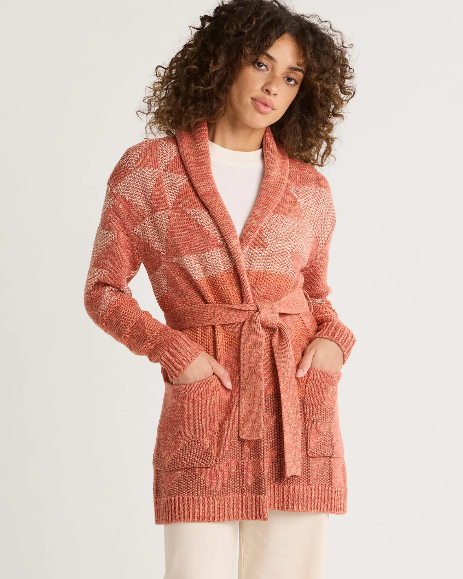Pendleton WOMEN'S MONTEREY BELTED COTTON CARDIGAN RUST SUNSET Sale