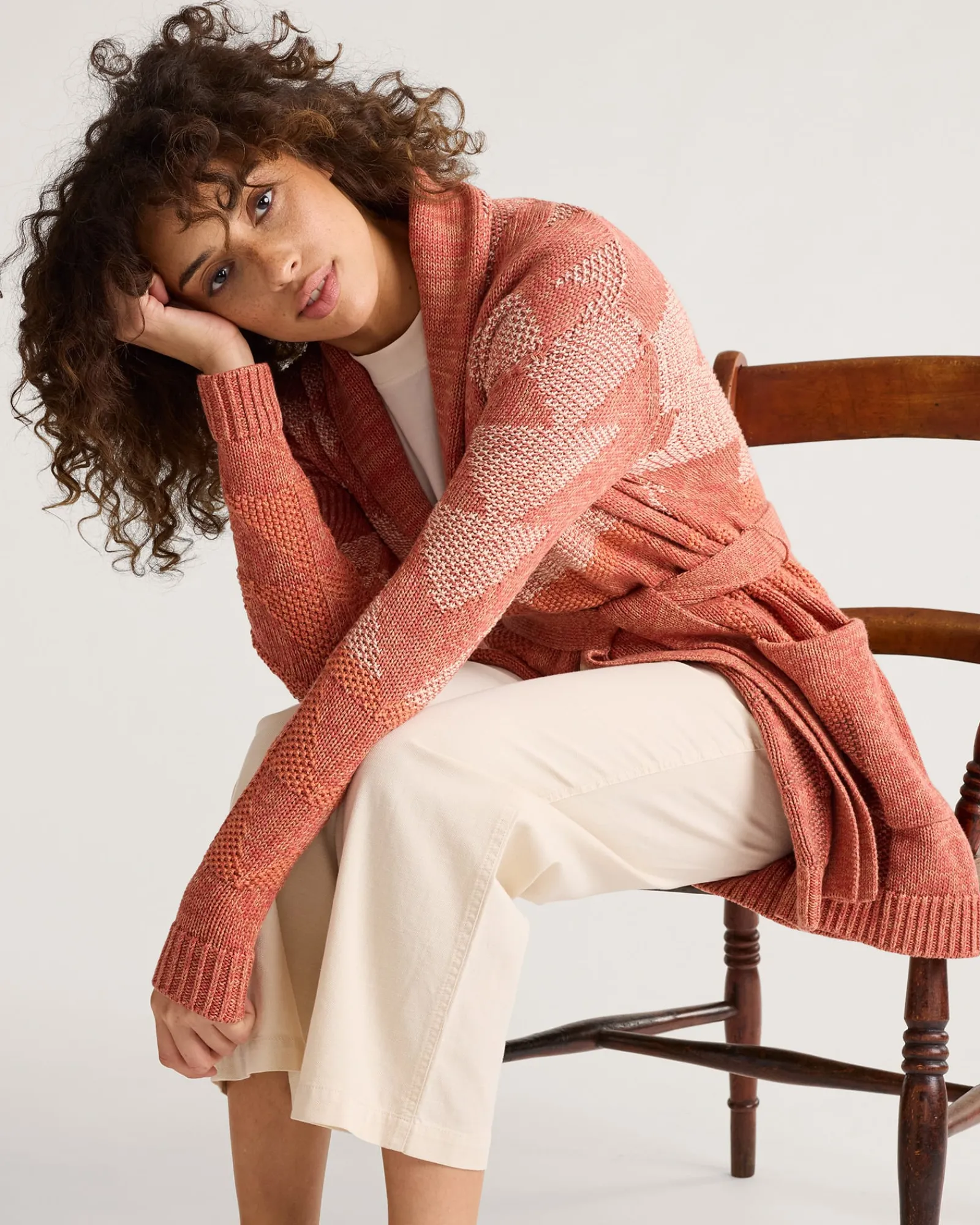 Pendleton WOMEN'S MONTEREY BELTED COTTON CARDIGAN RUST SUNSET Sale