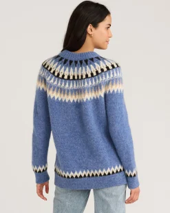 Pendleton WOMEN'S OVERSIZED ALPACA FAIR ISLE SWEATER LIGHT BLUE MULTI Fashion