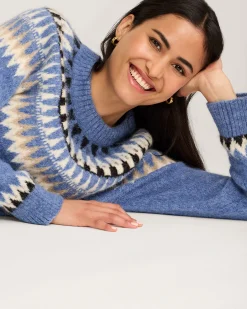 Pendleton WOMEN'S OVERSIZED ALPACA FAIR ISLE SWEATER LIGHT BLUE MULTI Fashion