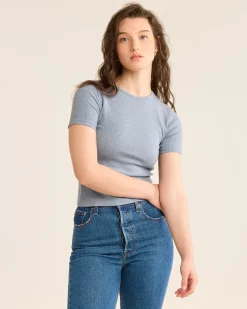 Pendleton WOMEN'S PIMA COTTON BABY TEE LIGHT BLUE HEATHER Hot