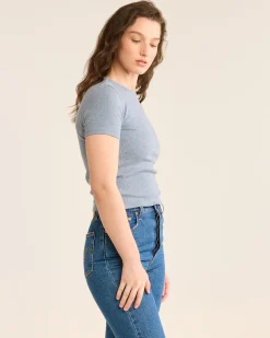 Pendleton WOMEN'S PIMA COTTON BABY TEE LIGHT BLUE HEATHER Hot
