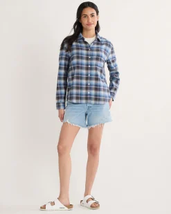 Pendleton WOMEN'S PLAID BOYFRIEND DOUBLEBRUSHED FLANNEL SHIRT BLUE MULTI PLAID Best