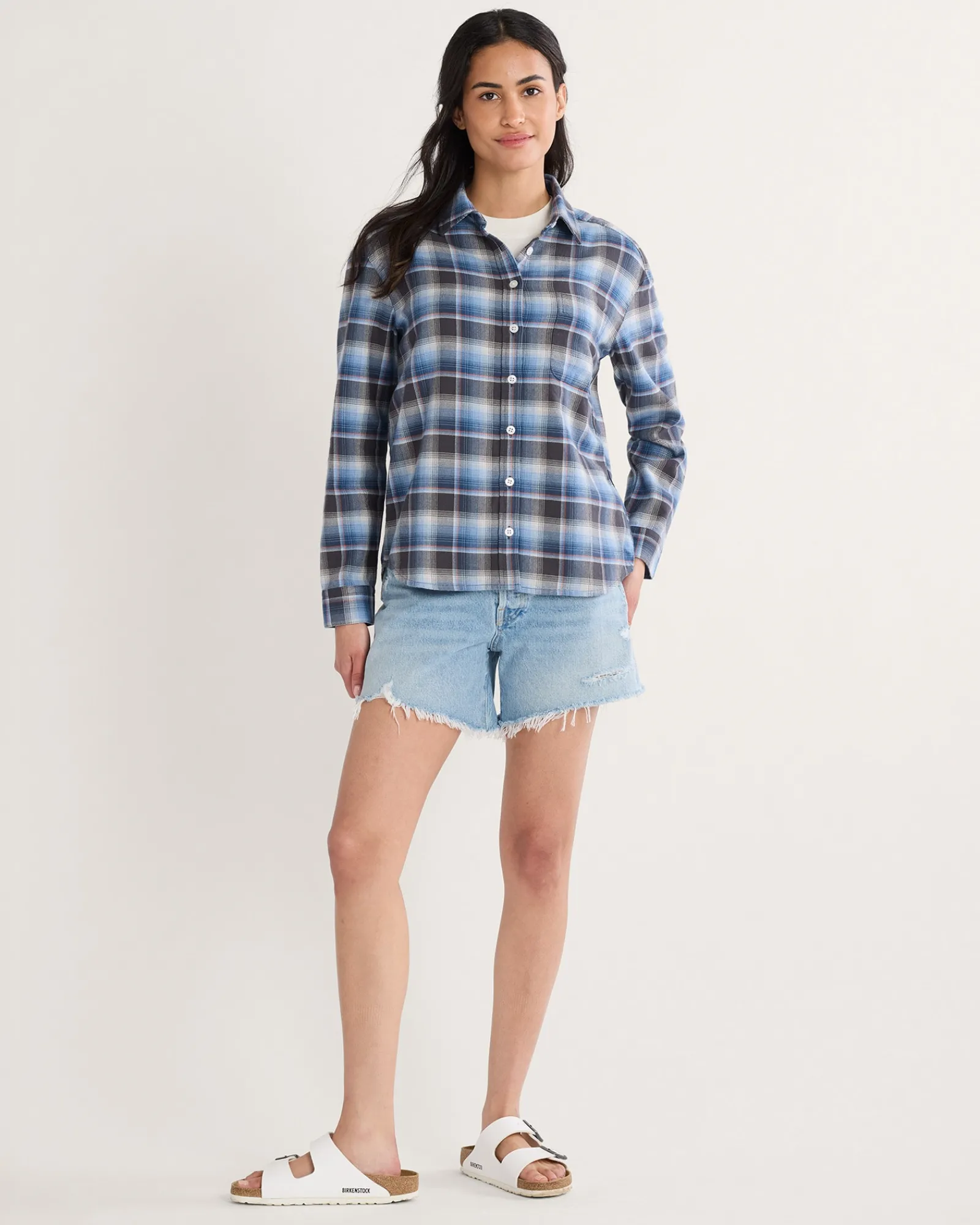 Pendleton WOMEN'S PLAID BOYFRIEND DOUBLEBRUSHED FLANNEL SHIRT BLUE MULTI PLAID Best