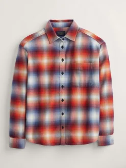 Pendleton WOMEN'S PLAID BOYFRIEND DOUBLEBRUSHED FLANNEL SHIRT RUST NAVY OMBRE Outlet