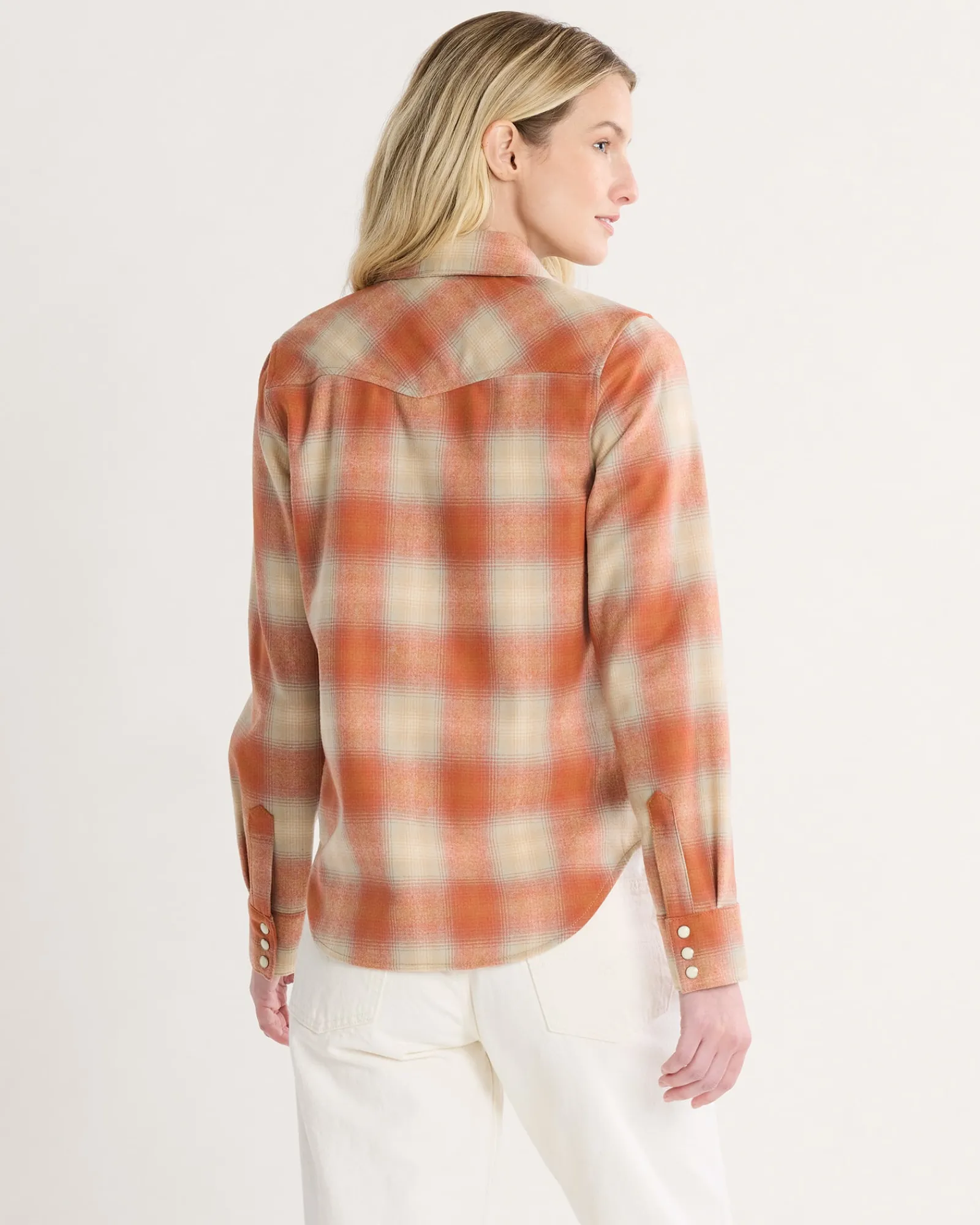 Pendleton WOMEN'S PLAID GAMBLER SHIRT ORANGE MULTI OMBRE Outlet
