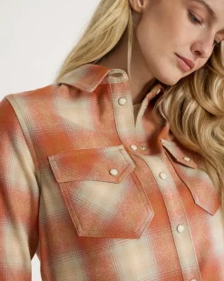 Pendleton WOMEN'S PLAID GAMBLER SHIRT ORANGE MULTI OMBRE Outlet