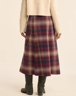 Pendleton WOMEN'S PLAID WOOL SKIRT BURGUNDY MULTI Clearance