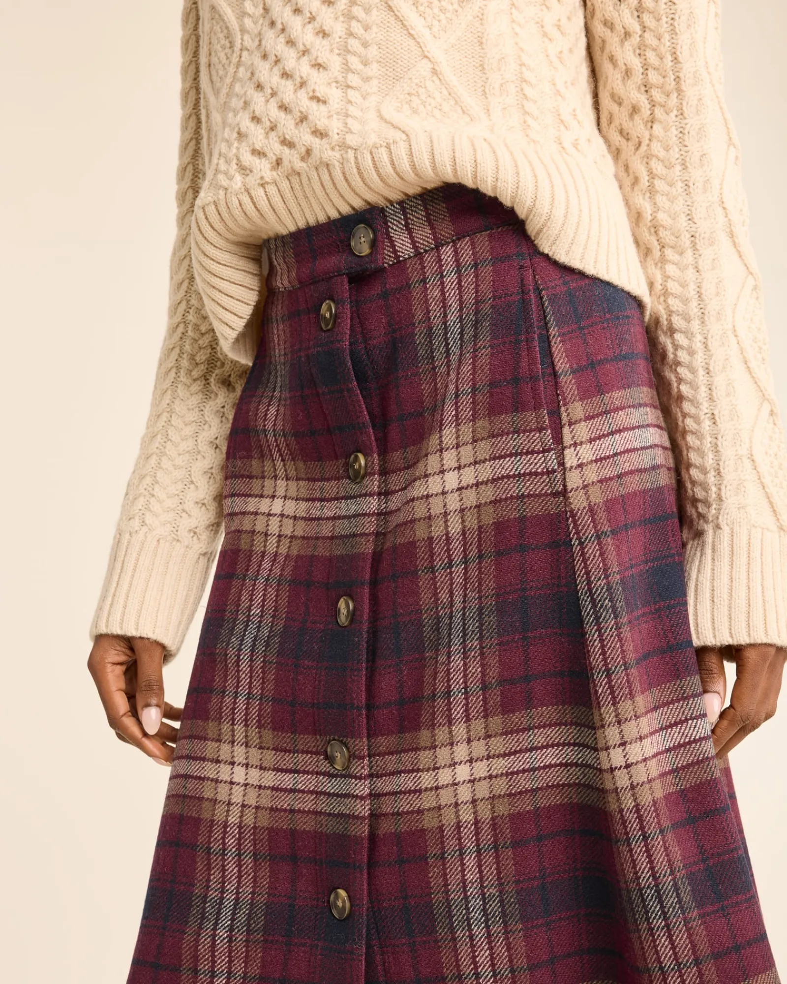 Pendleton WOMEN'S PLAID WOOL SKIRT BURGUNDY MULTI Clearance