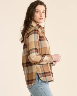 Pendleton WOMEN'S PLAID WORSTED WOOL SHIRT TAN/COPPER Hot