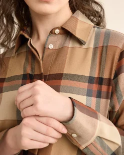 Pendleton WOMEN'S PLAID WORSTED WOOL SHIRT TAN/COPPER Hot
