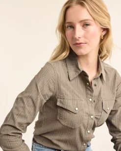 Pendleton WOMEN'S PRINTED CORDUROY GAMBLER SHIRT SAGE GREEN Best