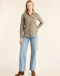 Pendleton WOMEN'S PRINTED CORDUROY GAMBLER SHIRT SAGE GREEN Best