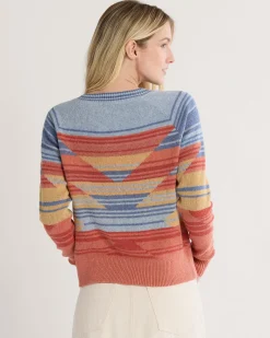 Pendleton WOMEN'S RAGLAN COTTON SWEATER INDIGO/RUST HEATHER Sale