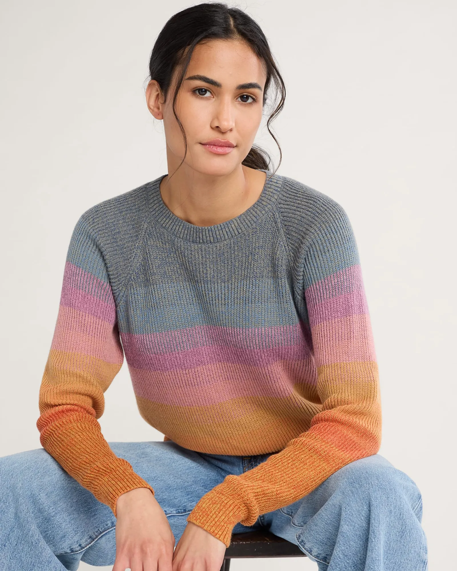 Pendleton WOMEN'S RAGLAN COTTON SWEATER ORANGE SUNSET New