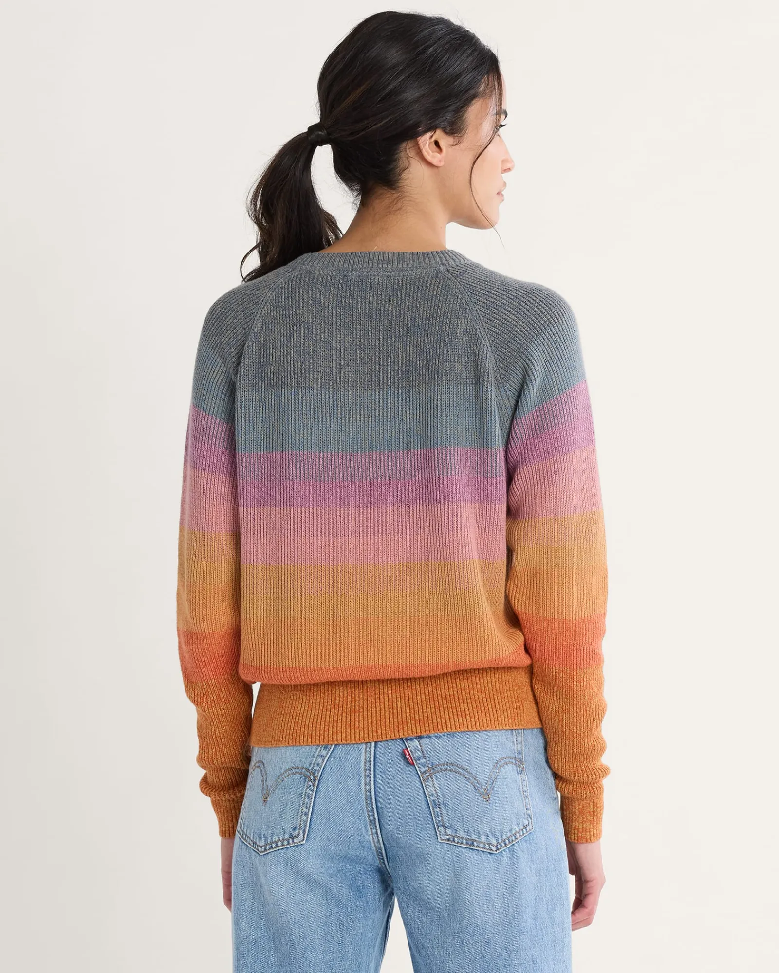 Pendleton WOMEN'S RAGLAN COTTON SWEATER ORANGE SUNSET New