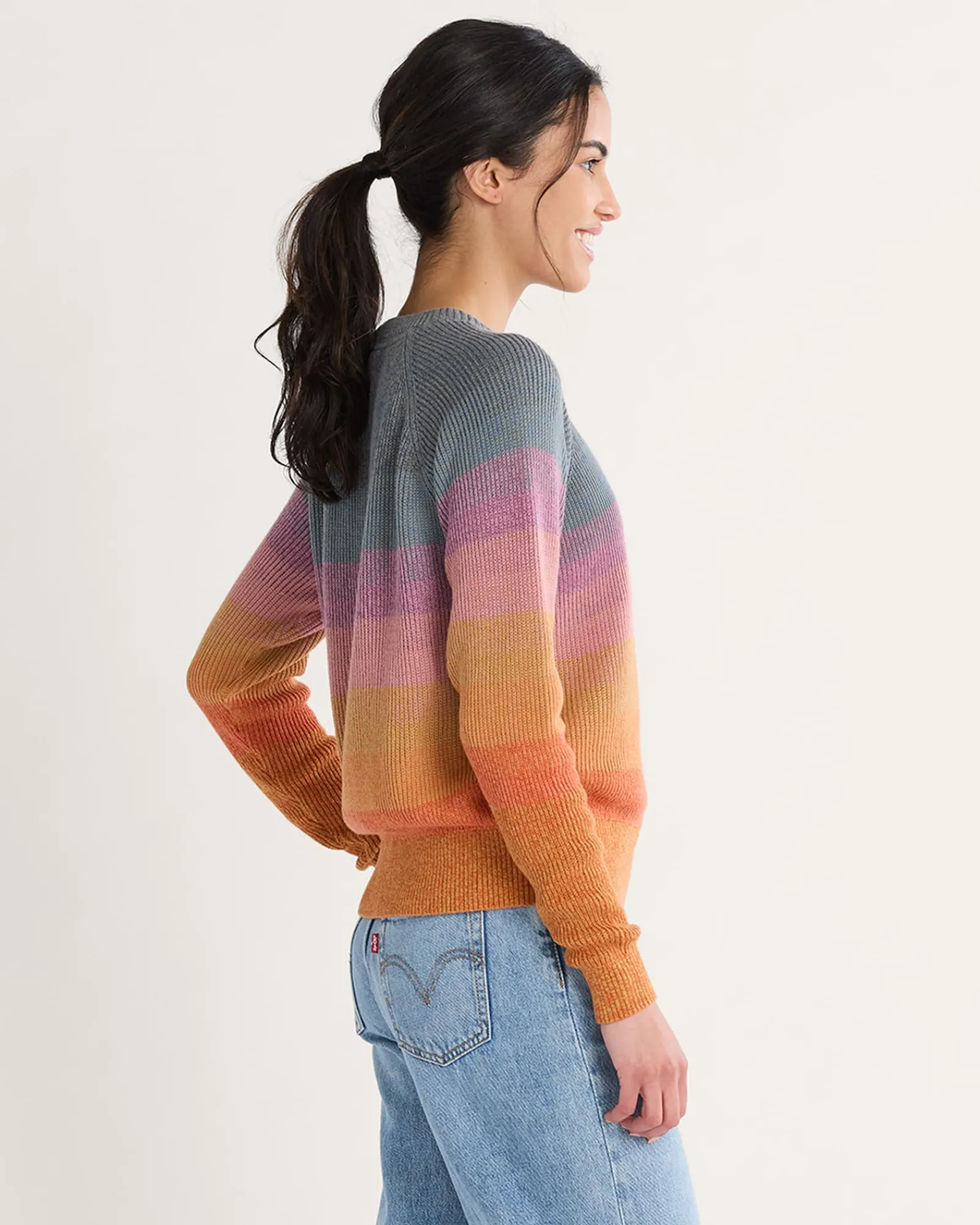 Pendleton WOMEN'S RAGLAN COTTON SWEATER ORANGE SUNSET New