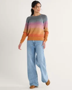 Pendleton WOMEN'S RAGLAN COTTON SWEATER ORANGE SUNSET New