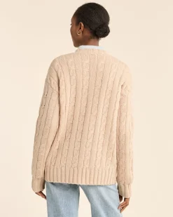 Pendleton WOMEN'S SHETLAND COLLECTION FISHERMAN CARDIGAN SOFT TAUPE Outlet