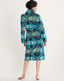 Pendleton WOMEN'S TUCSON COTTON TERRY VELOUR BATHROBE TURQUOISE Hot