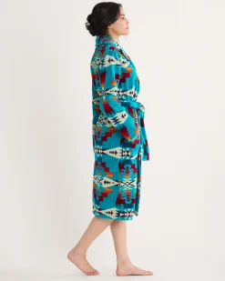 Pendleton WOMEN'S TUCSON COTTON TERRY VELOUR BATHROBE TURQUOISE Hot