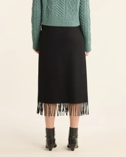 Pendleton WOMEN'S WOOL FRINGED WRAP SKIRT BLACK Discount